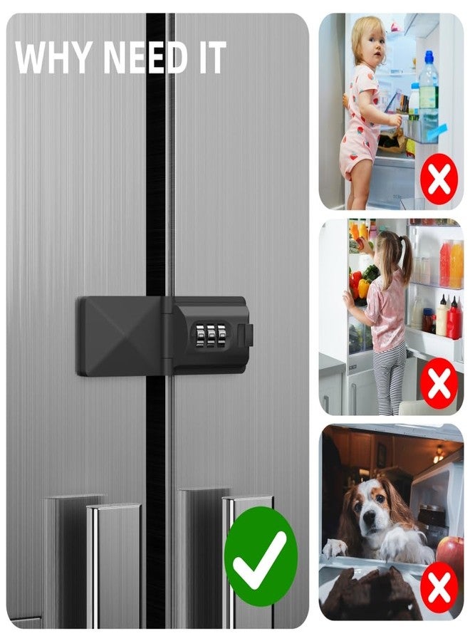 REZIPO French Door Fridge Child Proof Lock Keyless Password Code Baby Safety Double Door Refrigerator/Freezer Locks for Kids, Adhesive Cabinet Cupboard Lock Easy to Install (1, Black) - Image 5